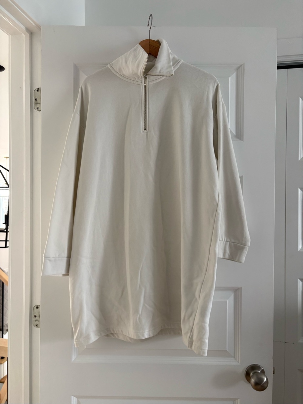 H&M Cream Quarter-Zip Oversized Dress
